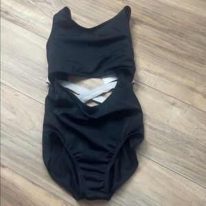 Balera Black and White Cross-Back leotard